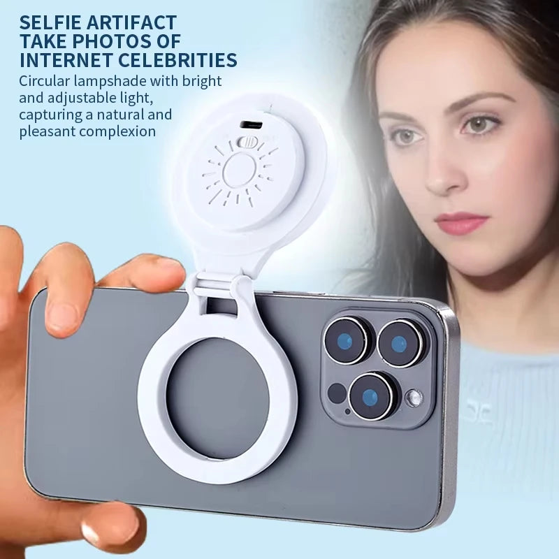 Illuminate Your Selfies with the Ultimate Portable Magnetic Phone Selfie Light - Rechargeable & Adjustable for Perfect Photography!